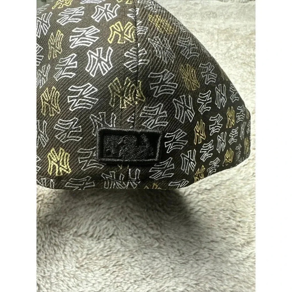 New York Yankees Hat Cap Fitted 7 1/2 Brown Gold 59Fifty  All Over Logo Wool - Picture 12 of 16